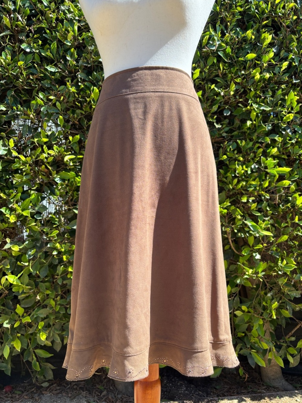 Y2K Moschino Jeans Skirt Faun Faux Suede Rhinestone Embellished